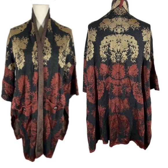 Marla Whynne kimono open front cardigan sweater  pockets high side slits Sz XL - Picture 1 of 16